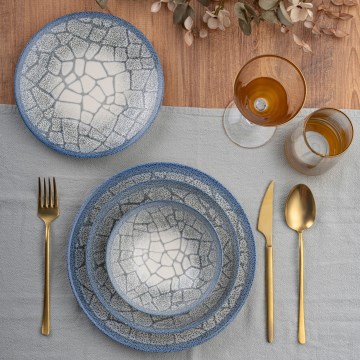 Σετ πιάτων 24 τεμ. μπλε/πορσελάνη