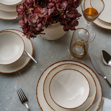 Σετ πιάτων 24 τεμ. μπεζ/καφέ/πορσελάνη