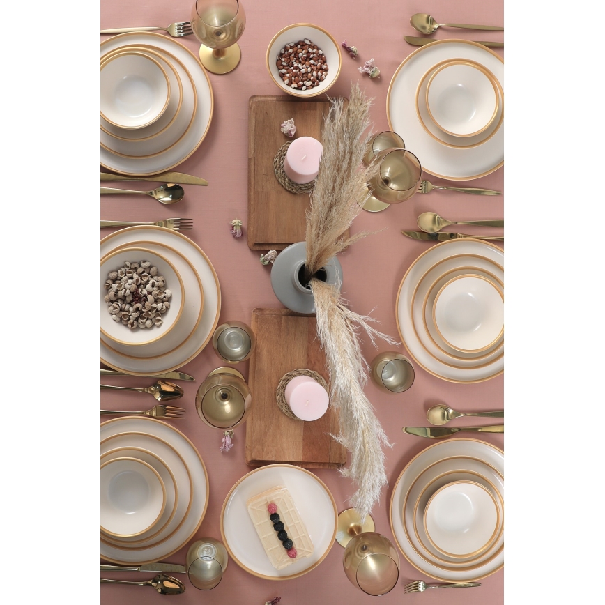 Σετ πιάτων 24 τεμ. μπεζ/κεραμικό