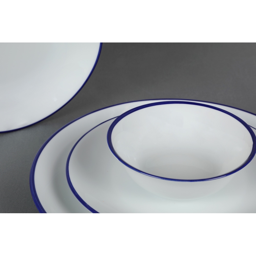 Σετ πιάτων 24 τεμαχίων από πορσελάνη, λευκό/μπλε