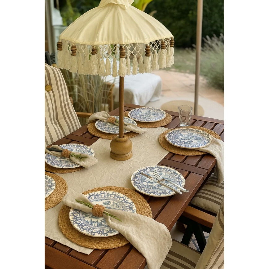 Σετ πιάτων 24 τεμαχίων λευκό/μπλε/πορσελάνη