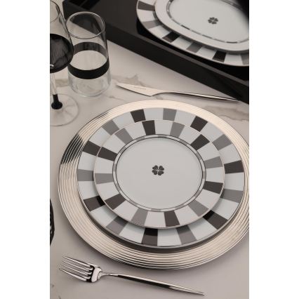 Σετ πιάτων 27 τεμ. λευκό/γκρι/πορσελάνη