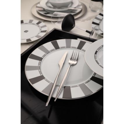 Σετ πιάτων 27 τεμ. λευκό/γκρι/πορσελάνη