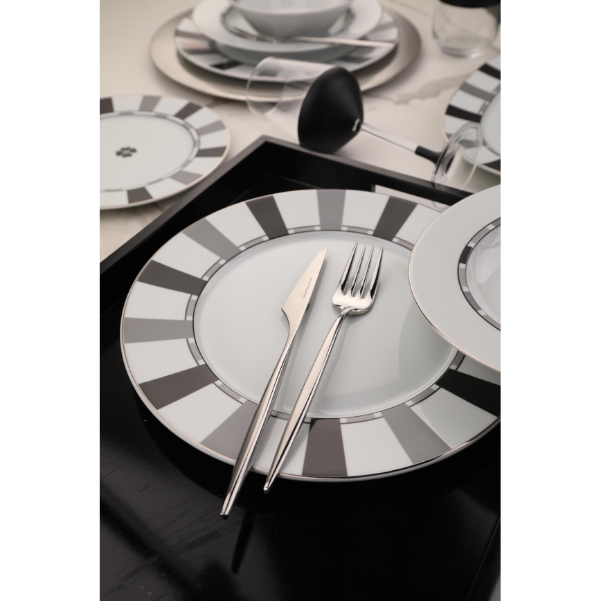 Σετ πιάτων 27 τεμ. λευκό/γκρι/πορσελάνη