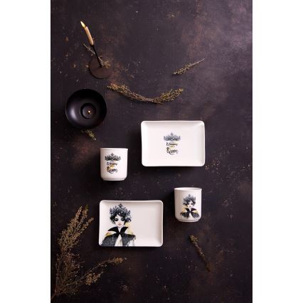 Σετ πιάτων 4 τεμαχίων, πορσελάνη — μαύρο/λευκό