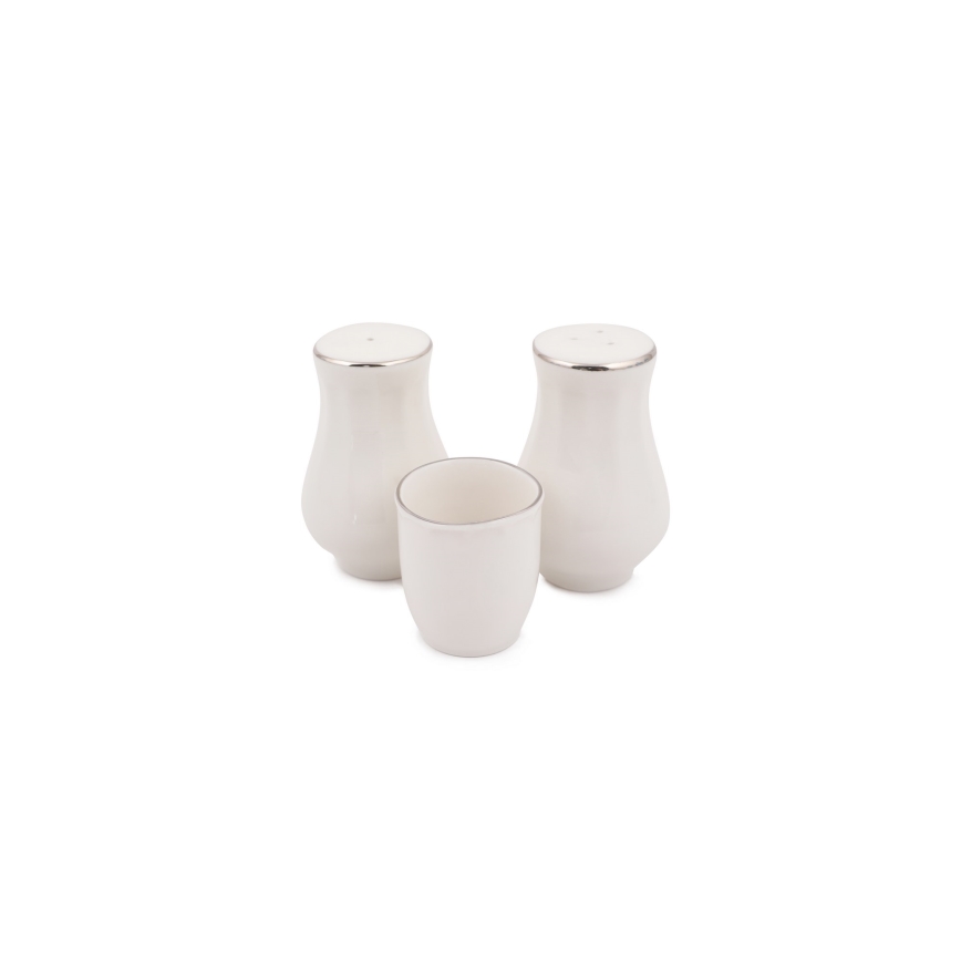 Σετ πιάτων 54 τεμαχίων από πορσελάνη — λευκό/ασημί/ελεφαντόδοντο