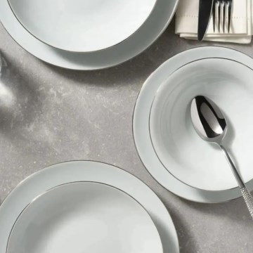 Σετ πιάτων 8 τεμαχίων, λευκό/ασημί, πορσελάνινο