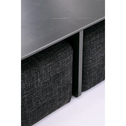 Σετ τραπεζάκι σαλονιού KORO 70x70 cm + 2x σκαμπό μαύρο/καφέ