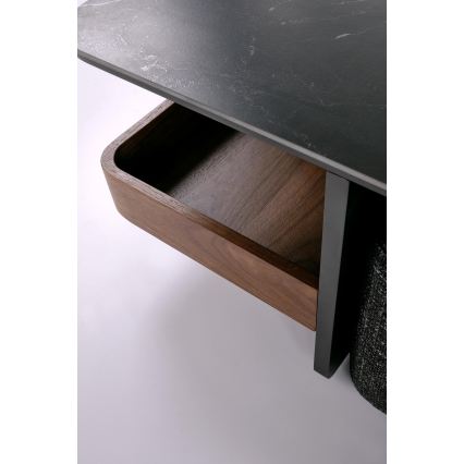 Σετ τραπεζάκι σαλονιού KORO 70x70 cm + 2x σκαμπό μαύρο/καφέ