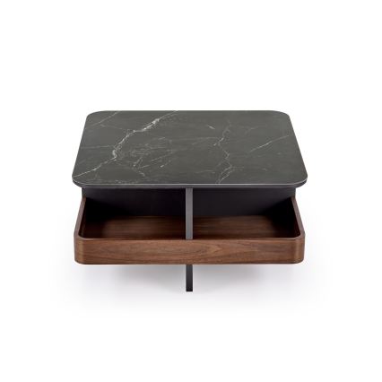 Σετ τραπεζάκι σαλονιού KORO 70x70 cm + 2x σκαμπό μαύρο/καφέ