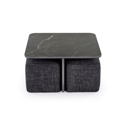Σετ τραπεζάκι σαλονιού KORO 70x70 cm + 2x σκαμπό μαύρο/καφέ