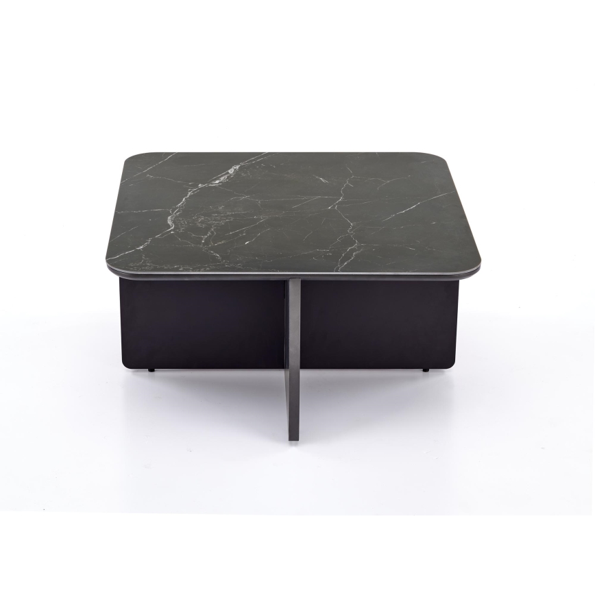 Σετ τραπεζάκι σαλονιού KORO 70x70 cm + 2x σκαμπό μαύρο/καφέ
