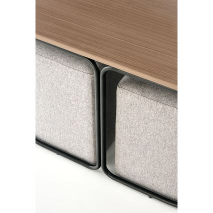 ΣΕΤ Τραπεζάκι σαλονιού NILDO 90x45 cm + 2x σκαμπό καφέ/γκρι