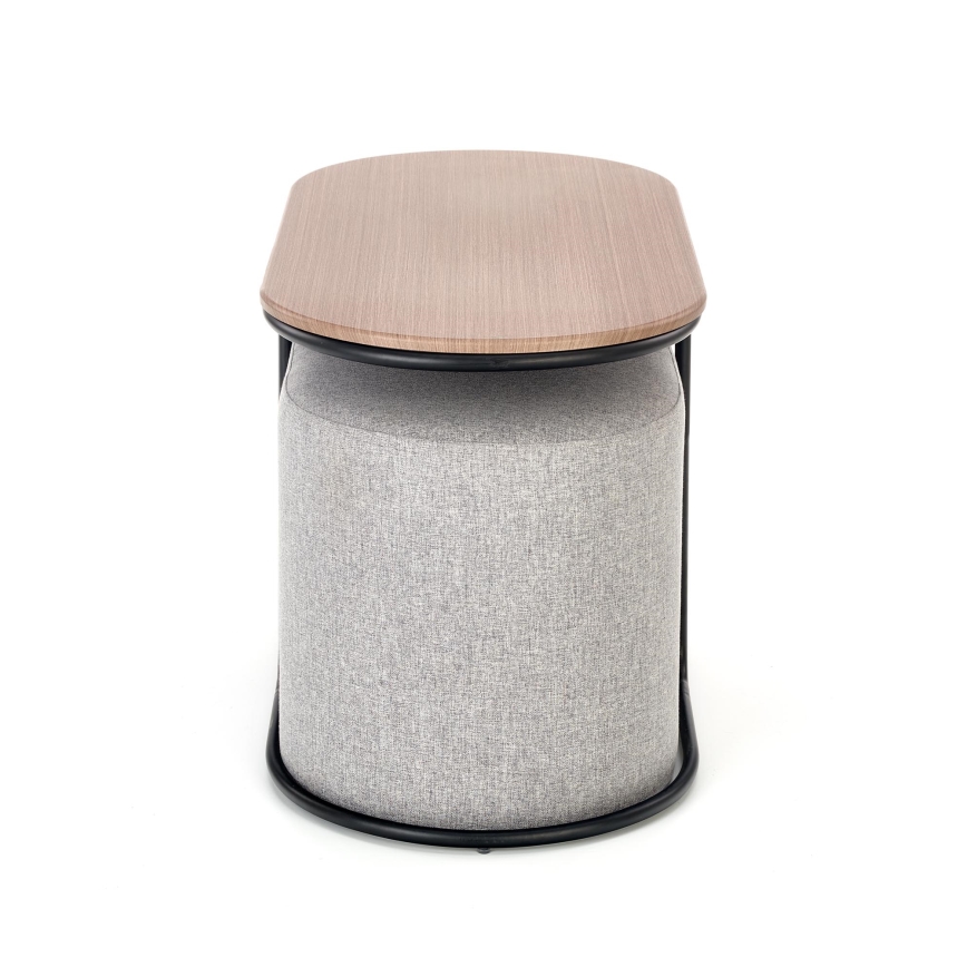 ΣΕΤ Τραπεζάκι σαλονιού NILDO 90x45 cm + 2x σκαμπό καφέ/γκρι