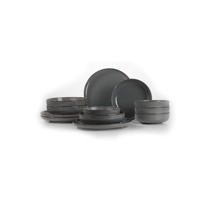 Σετ τραπεζαρίας 12 τεμ. γκρι/πορσελάνη