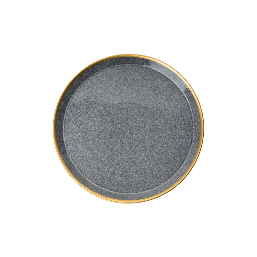 Σετ τραπεζαρίας 16 τεμαχίων, ανθρακί/χρυσό/πορσελάνη