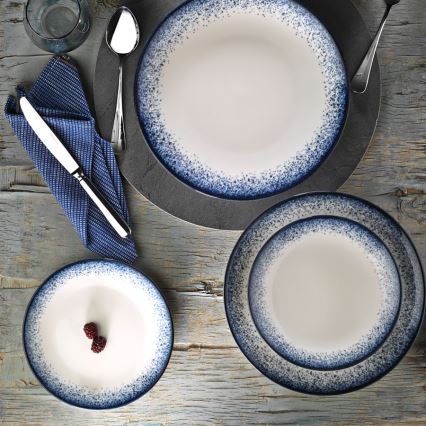 Σετ τραπεζαρίας 24 τεμ. λευκό/μπλε/πορσελάνη