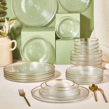 Σετ τραπεζαρίας 24 τεμ. διάφανο/χρυσό/γυάλινο