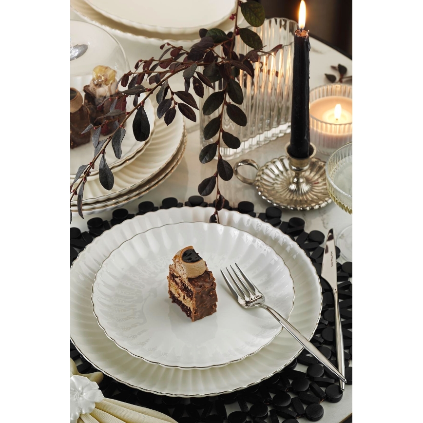 Σετ τραπεζαρίας 27 τεμ. λευκό/ασημί/πορσελάνη