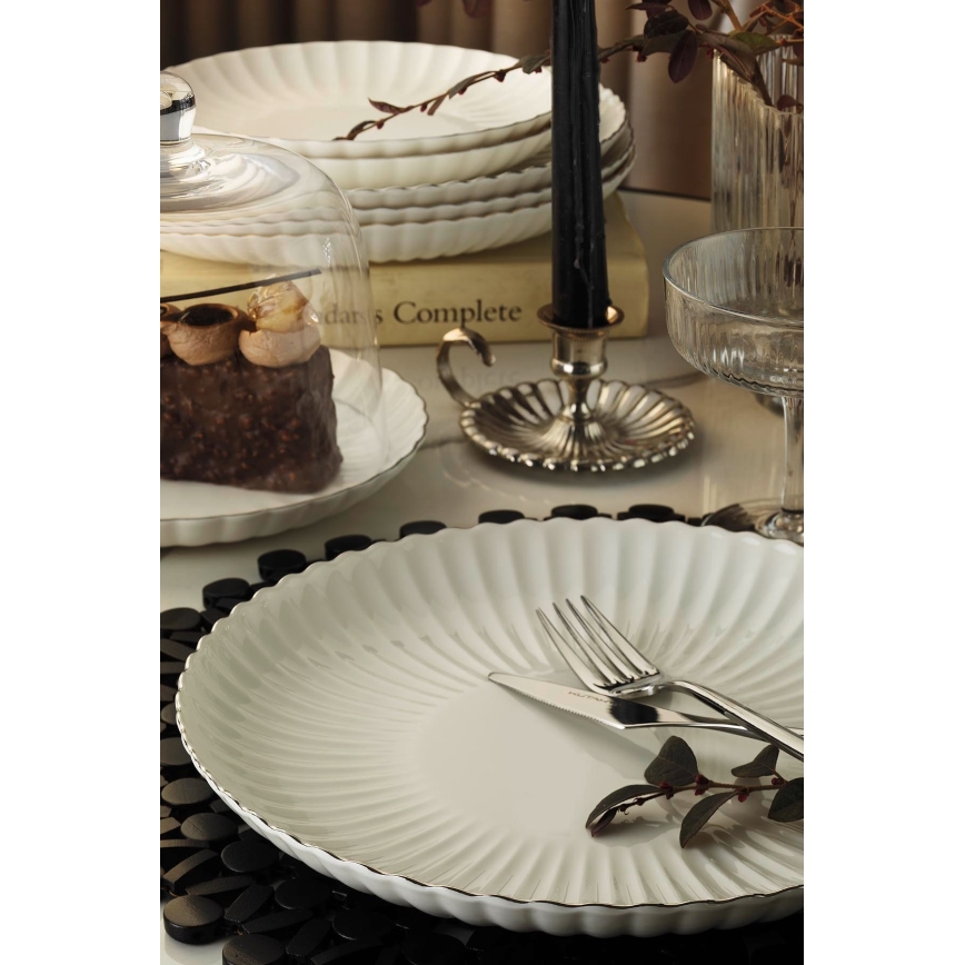 Σετ τραπεζαρίας 27 τεμ. λευκό/ασημί/πορσελάνη