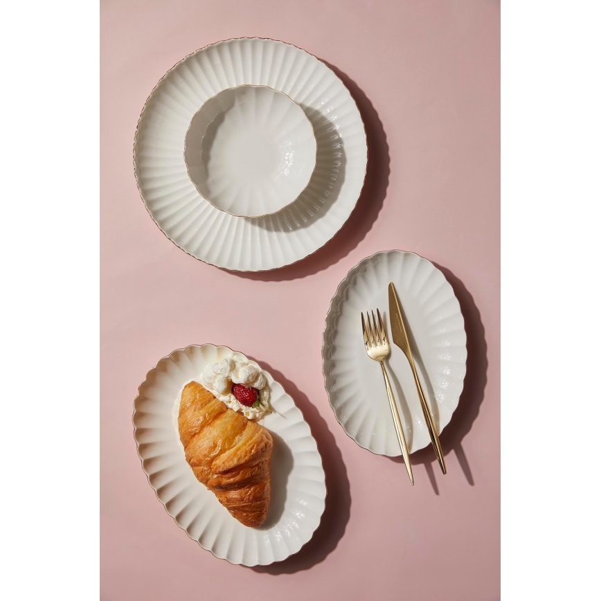 Σετ τραπεζαρίας 27 τεμ. λευκό/χρυσό/πορσελάνη