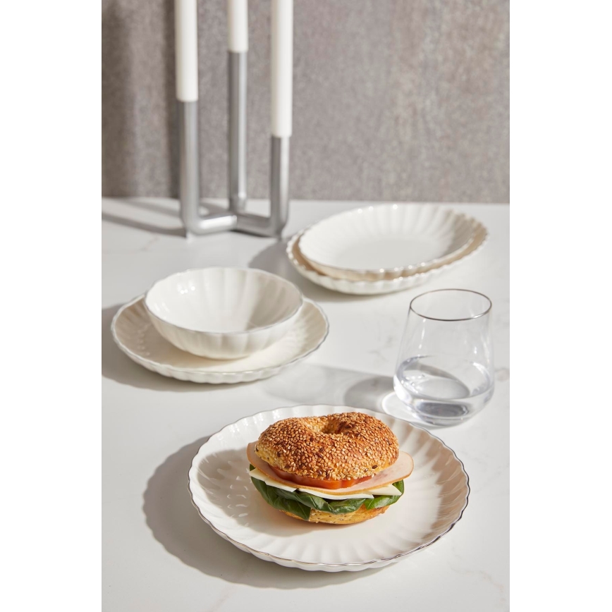 Σετ τραπεζαρίας 27 τεμ. λευκό/χρυσό/πορσελάνη