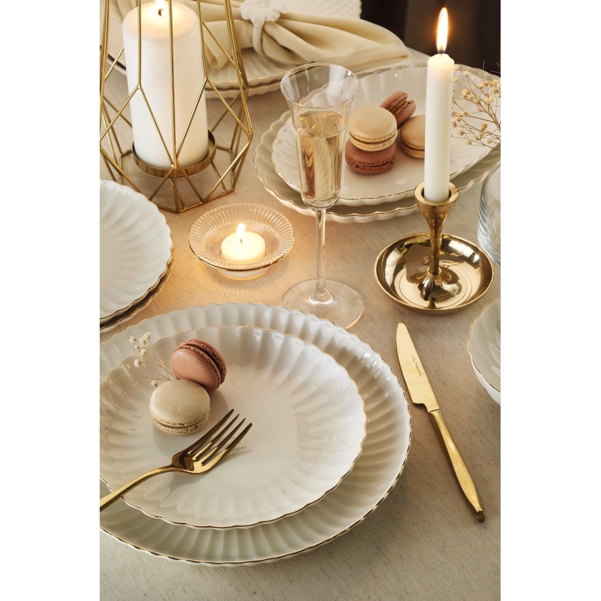 Σετ τραπεζαρίας 27 τεμ. λευκό/χρυσό/πορσελάνη