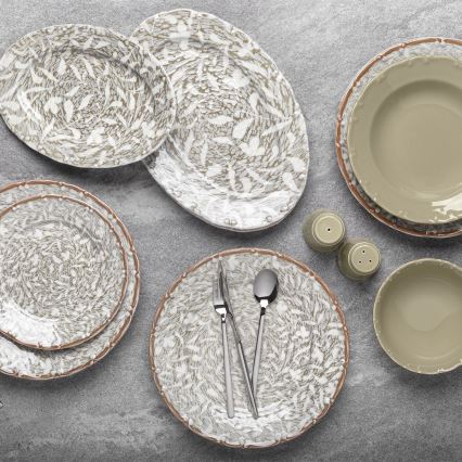 Σετ τραπεζαρίας 29 τεμ., καφέ/πράσινο, πορσελάνινο