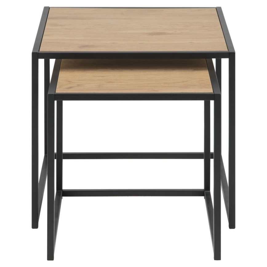 Σετ τραπεζιών σαλονιού SARON, 2 τεμ., δρυς/μαύρο