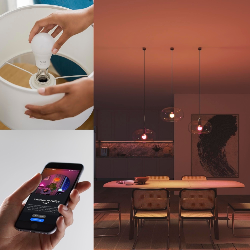 Σετ εκκίνησης Philips Hue White And Color Ambiance Essential 2xE27/8W/230V 2200-6500K + Hue bridge