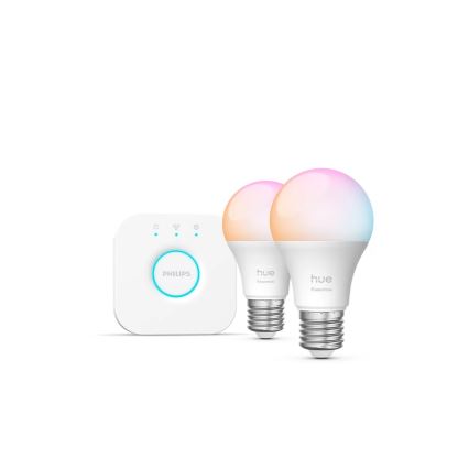 Βασικό σετ Philips Hue White And Color Ambiance Essential 2xE27/8W/230V 2200-6500K + συσκευή σύνδεσης