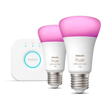 Σετ εκκίνησης Philips Hue WHITE AND COLOR AMBIANCE 2xE27/9W/230V 2000-6500K + Hue bridge