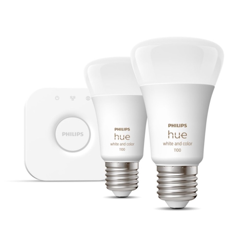 Σετ εκκίνησης Philips Hue WHITE AND COLOR AMBIANCE 2xE27/9W/230V 2000-6500K + Hue bridge