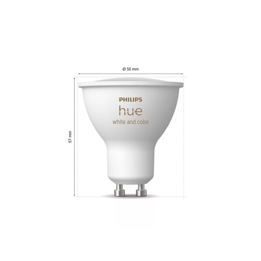 Βασικό σετ Philips Hue WHITE AND COLOR AMBIANCE 3xGU10/4,2W 2000-6500K + Hue bridge και διακόπτης ρύθμισης φωτεινότητας