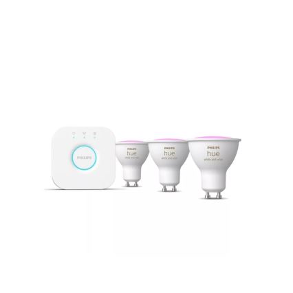 Σετ εκκίνησης Philips Hue WHITE AND COLOR AMBIANCE 3xGU10/4,2W/230V 2200-6500K + Hue bridge