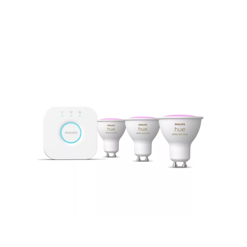 Σετ εκκίνησης Philips Hue WHITE AND COLOR AMBIANCE 3xGU10/4,2W/230V 2200-6500K + Hue bridge