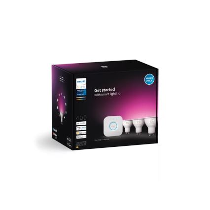 Σετ εκκίνησης Philips Hue WHITE AND COLOR AMBIANCE 3xGU10/4,2W/230V 2200-6500K + Hue bridge