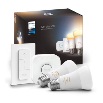 Σετ εκκίνησης Philips Hue WHITE AMBIANCE 2xE27/8W/230V + Hue Bridge και διακόπτης dimmer