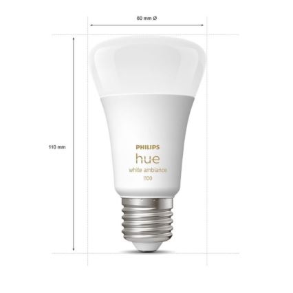 Σετ εκκίνησης Philips Hue WHITE AMBIANCE 2xE27/8W/230V + Hue Bridge και διακόπτης dimmer