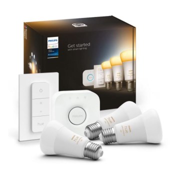 Σετ εκκίνησης Philips Hue White Ambiance 3xE27/11W 2200-6500K + Hue bridge και ρυθμιζόμενος διακόπτης φωτεινότητας (dimmer)