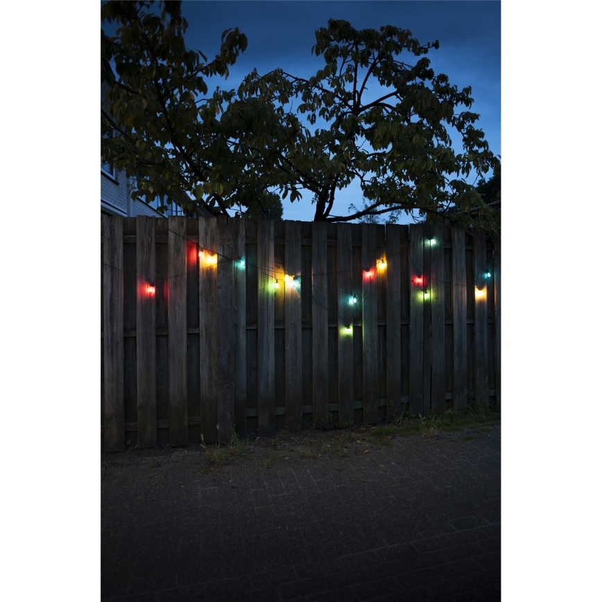 Επεκτάσιμη LED εξωτερική γιρλάντα CONE FILAMENT 20xE10 14m πολύχρωμη/θερμό λευκό IP44, Κατασκευασμένο στην ΕΕ