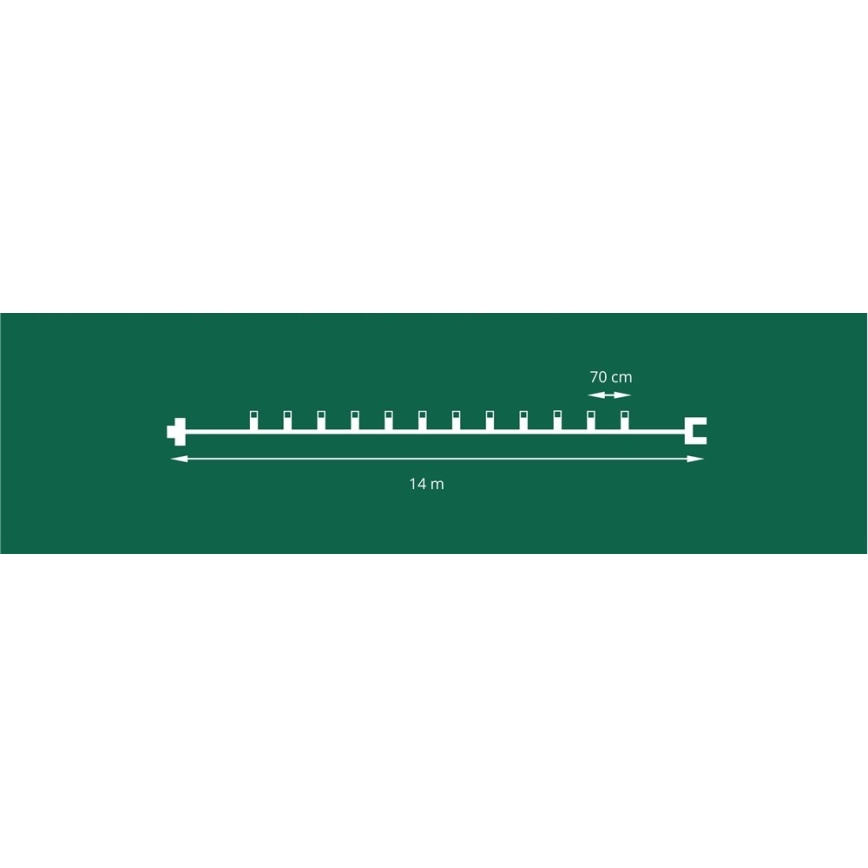 Επεκτάσιμη LED εξωτερική γιρλάντα CONE FILAMENT 20xE10 14m πολύχρωμη/θερμό λευκό IP44, Κατασκευασμένο στην ΕΕ
