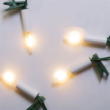 Επεκτάσιμη εξωτερική αλυσίδα LED FELICIA FILAMENT 20xE10, 14 m, διάφανο/θερμό λευκό, IP44, Κατασκευασμένο στην Τσεχία