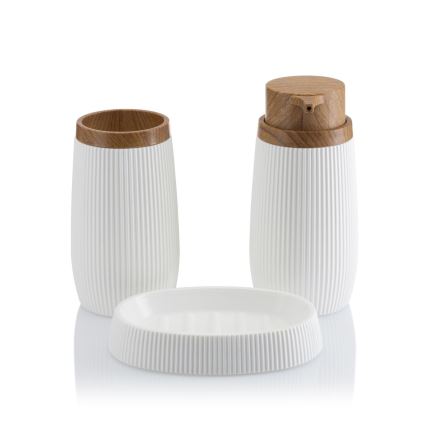 Σετ μπάνιου ALISON 5 τμχ λευκό/καφέ