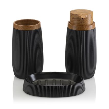 Σετ μπάνιου ALISON 5 τμχ μαύρο/καφέ