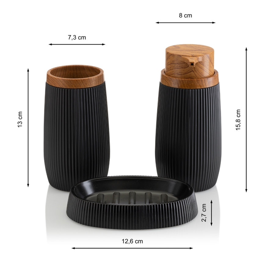 Σετ μπάνιου ALISON 5 τμχ μαύρο/καφέ