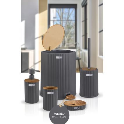 Σετ μπάνιου COLI 5 τμχ ανθρακί/καφέ