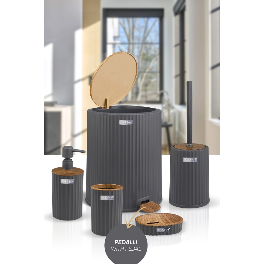 Σετ μπάνιου COLI 5 τμχ ανθρακί/καφέ