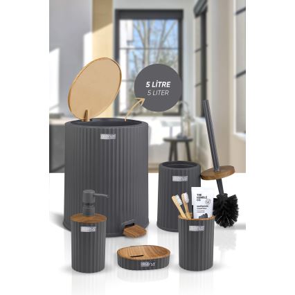 Σετ μπάνιου COLI 5 τμχ ανθρακί/καφέ