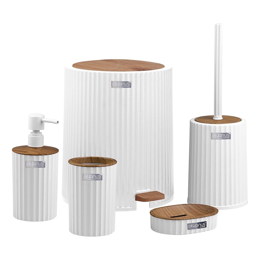 Σετ μπάνιου COLI 5 τμχ λευκό/καφέ